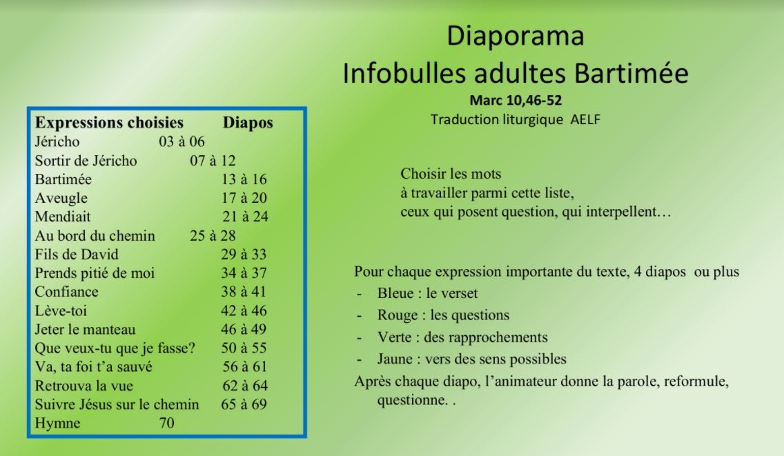 Capture diaporama bartimée adultes